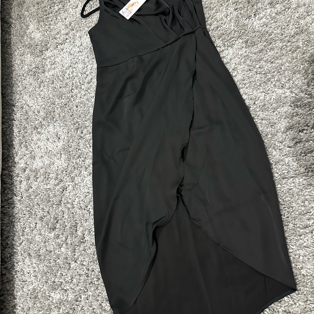 Black Women's Wrap-Front One Side Sleeveless Dress